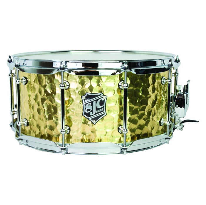 SJC Alpha Brass Snare - 6.5x14 - 1.2mm Polished Hammered Brass shell - tube lugs - Chrome hardware