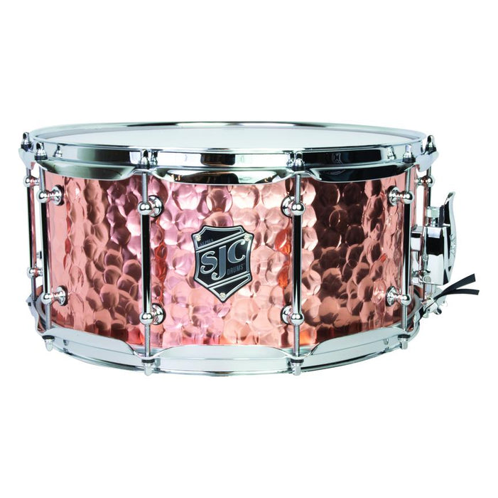 SJC Alpha Copper Snare - 6.5x14 - 1.2mm Polished Hammered Copper shell - tube lugs - Chrome hardware