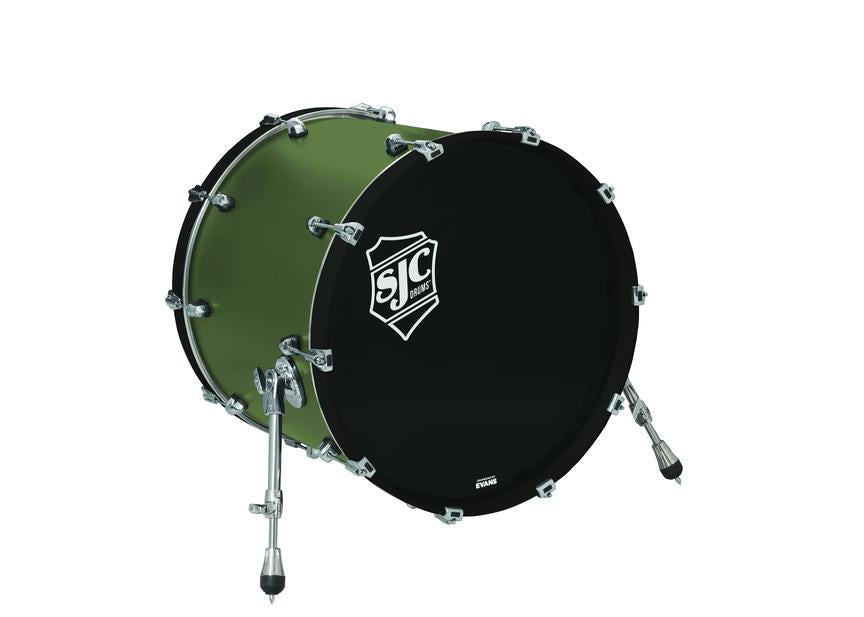 SJC Navigator Bass Drum 18x22 Deep Olive - Chrome Hardware