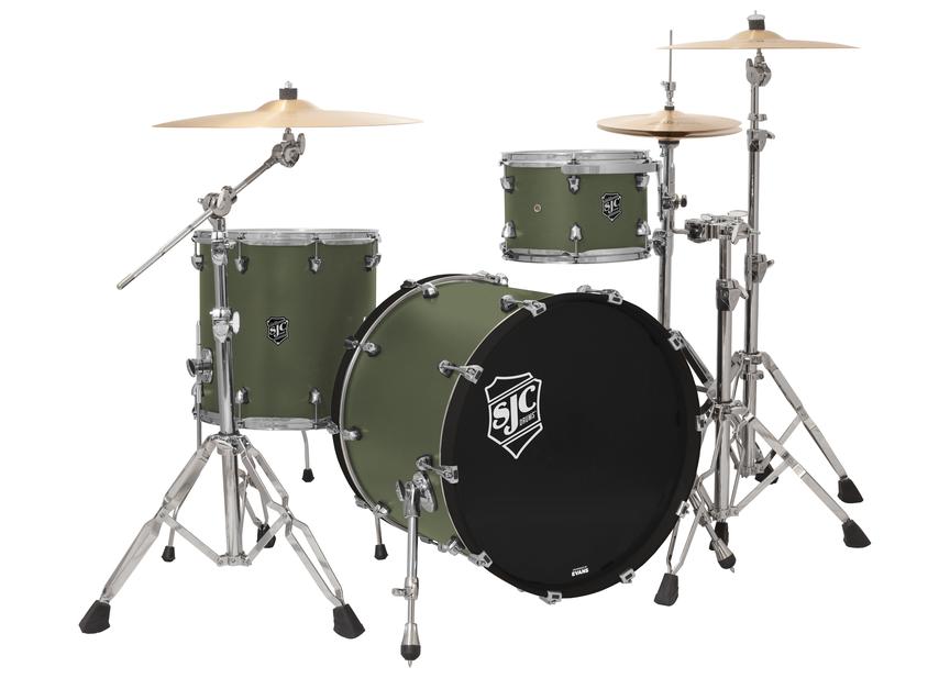 SJC Navigator 3pc Kit 8x12,16x16,18x22 Deep Olive - Chrome Hardware