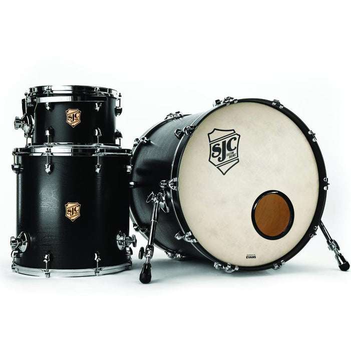 SJC Tour Series 3pc 8x12 16x16 18x22 - Matte Black - Chrome Hardware